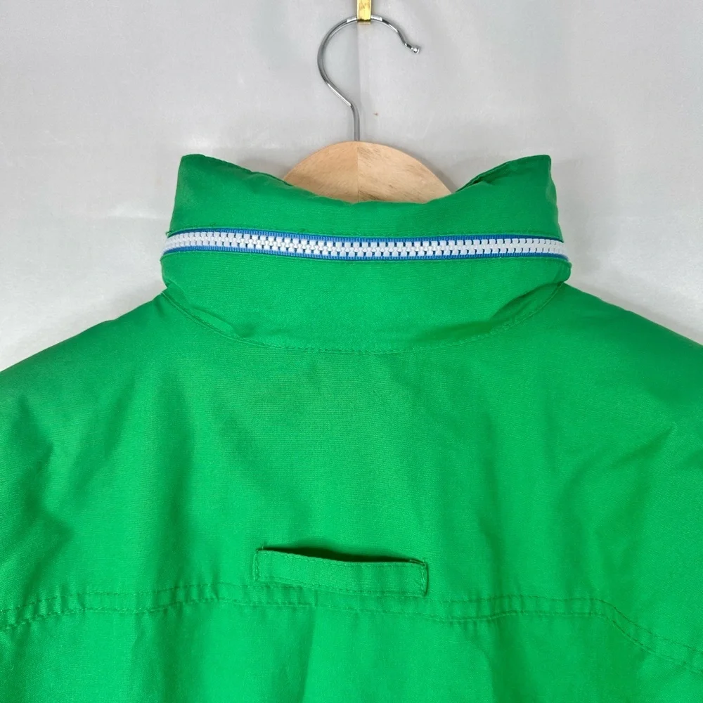 London Fog Green Blue Accent‎ Patterned Print inner w hidden hood size Small